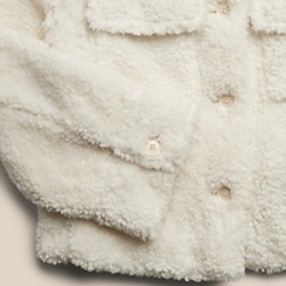 Banana Republic Cropped Sherpa Trucker Jacket Coat - Picture 3 of 12